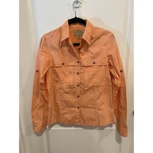 Filson Women’s Sz Medium Peach Orange Vent Button Up Long Sleeve Shirt Hiking
